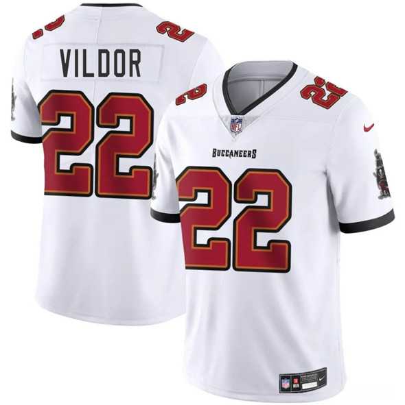 Men & Women & Youth Tampa Bay Buccaneers #22 Kindle Vildor White 2025 Vapor Limited Stitched Jersey